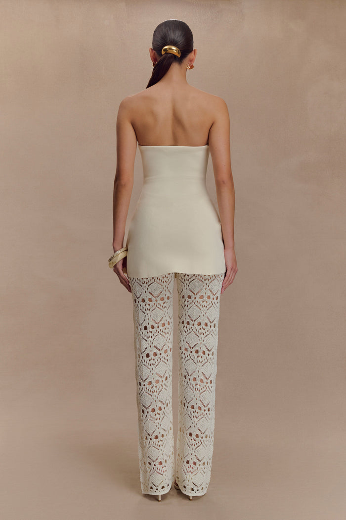 Anette Bandage Knit Strapless Top - Ivory