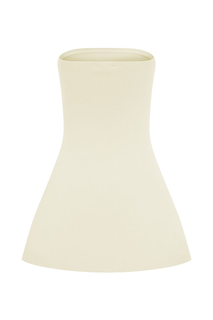 Anette Bandage Knit Strapless Top - Ivory