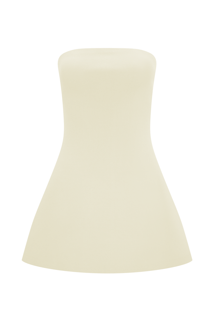 Anette Bandage Knit Strapless Top - Ivory