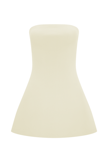 Anette Bandage Knit Strapless Top - Ivory