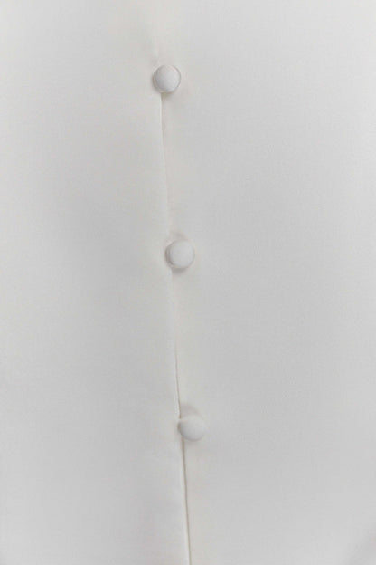 Anne Short Sleeve Satin Top - White