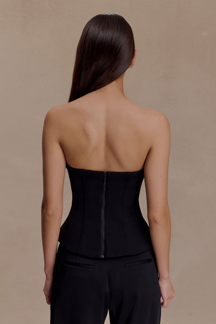 Arla Button Up Corset Top - Black