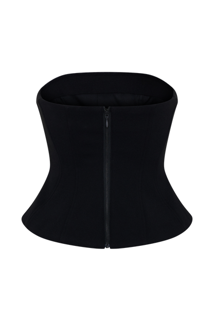 Arla Button Up Corset Top - Black