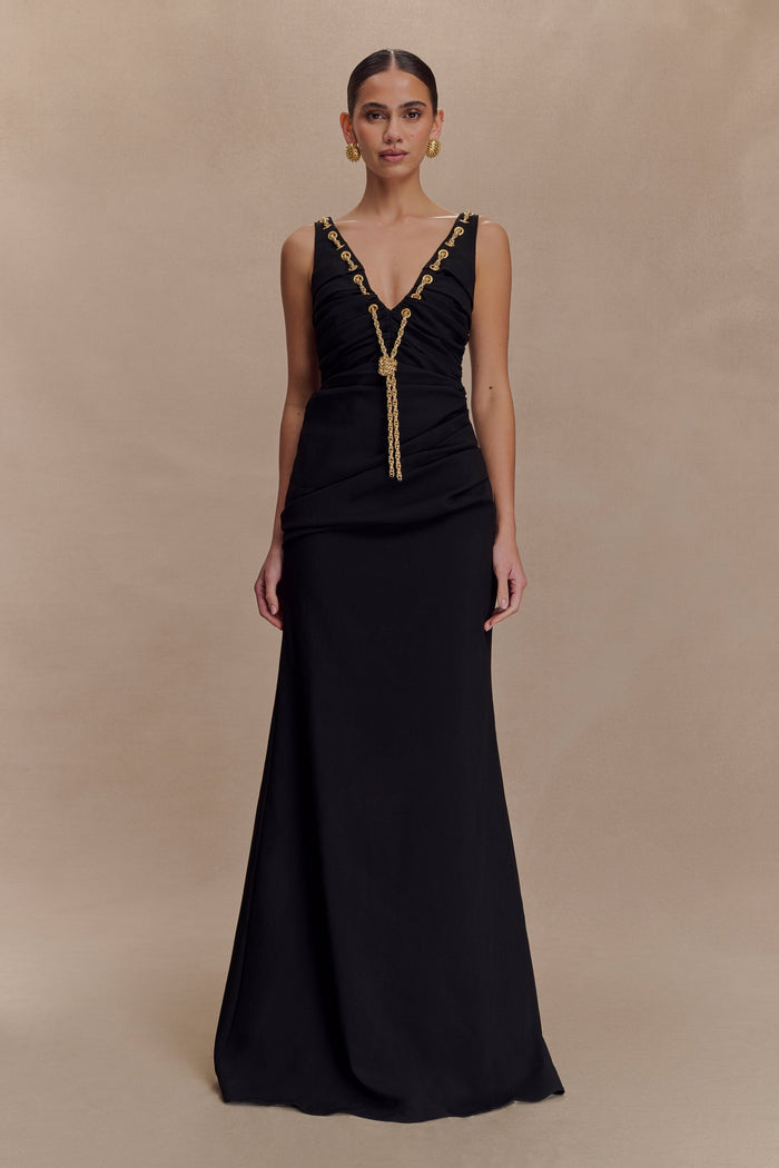 Axton Low Neck Maxi Dress - Black
