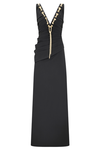 Axton Low Neck Maxi Dress - Black