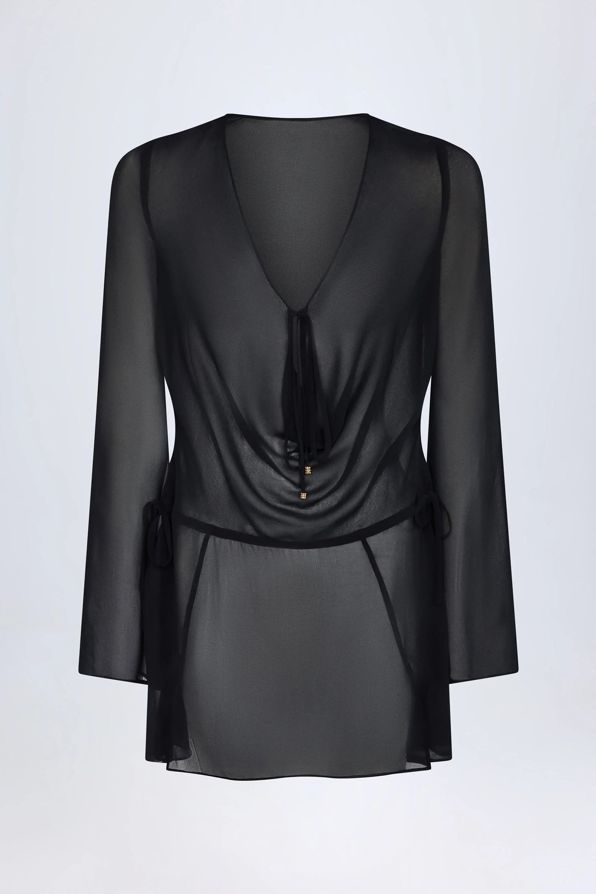 Cowl-Neck Mini Dress in Black