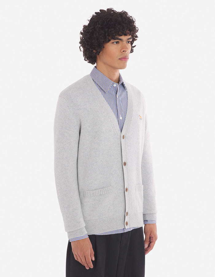 Baby Fox Patch Regular Cardigan Light Grey Melange