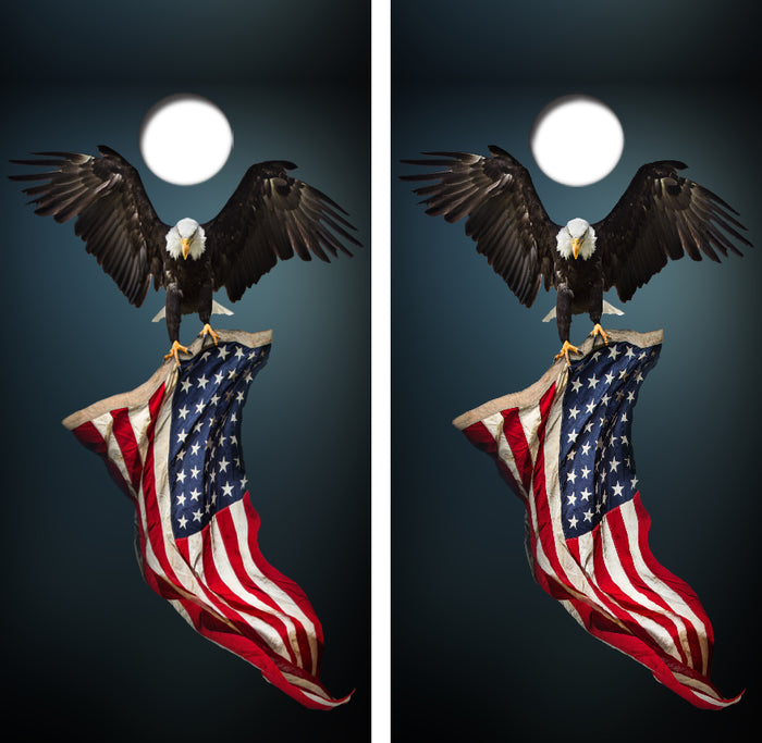 Bald Eagle American Flag Cornhole Design
