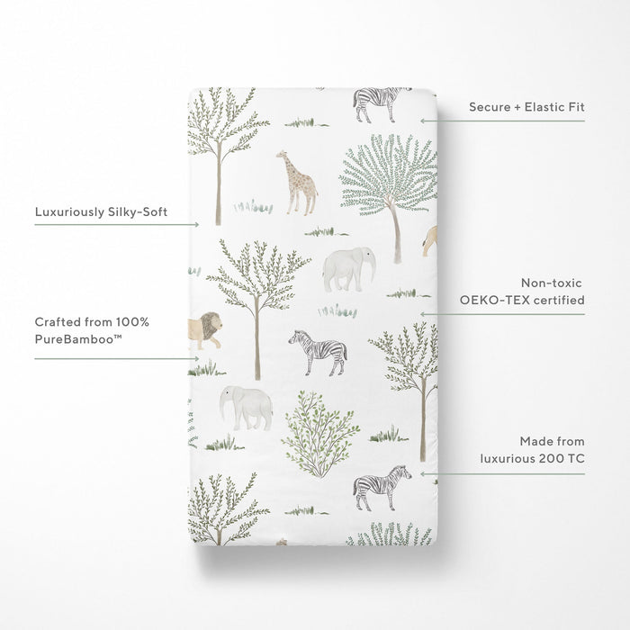Bamboo Crib Sheet - Safari Wonders