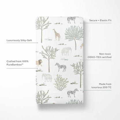Bamboo Crib Sheet - Safari Wonders