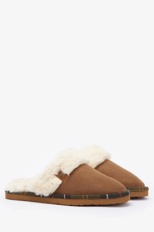 Barbour Claudia Mule Slipper Camel LSL0033 camel mule slippers Shop Barbour at Dotique