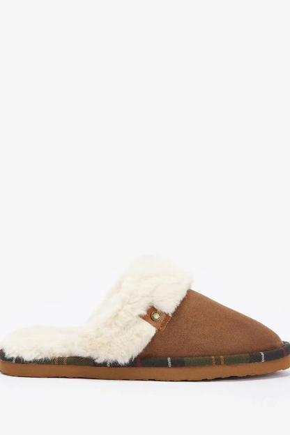 Barbour Claudia Mule Slipper Camel LSL0033 camel mule slipper side view Shop Barbour at Dotique
