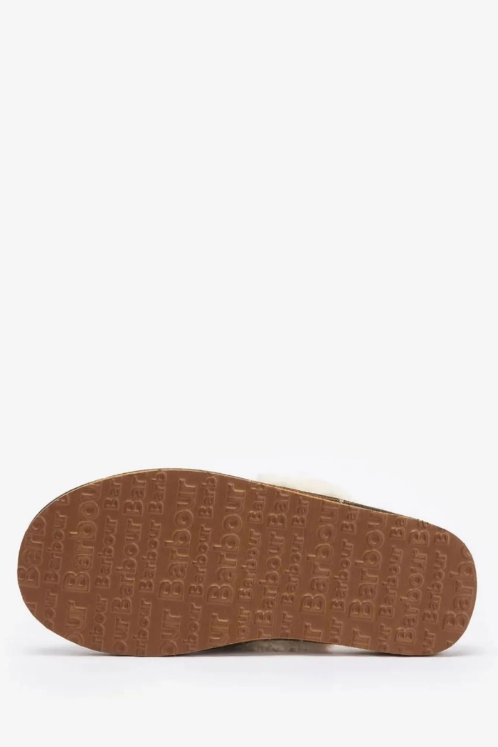 Barbour Claudia Mule Slipper Camel LSL0033 outsole view Shop Barbour at Dotique
