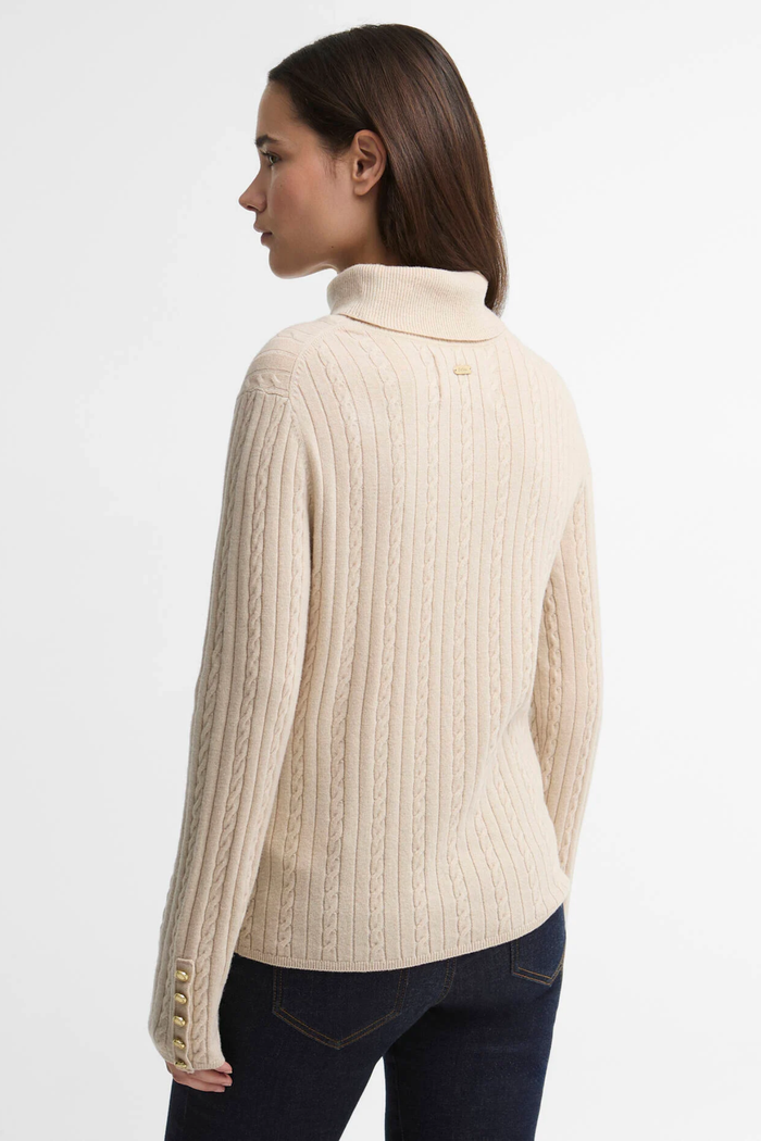 Barbour Georgette Knitted Jumper Birch LKN1800 back view on model Shop Barbour at Dotique