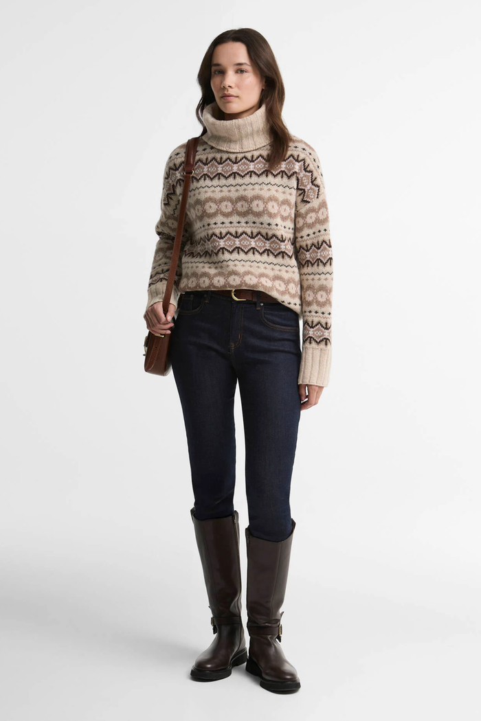 Barbour Helen Knitted Jumper Birch Multi LKN1560 on model Shop Barbour at Dotique