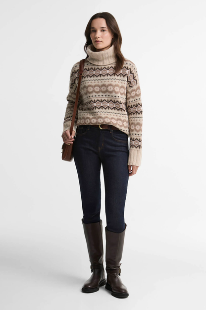 Barbour Helen Knitted Jumper Birch Multi LKN1560 on model Shop Barbour at Dotique