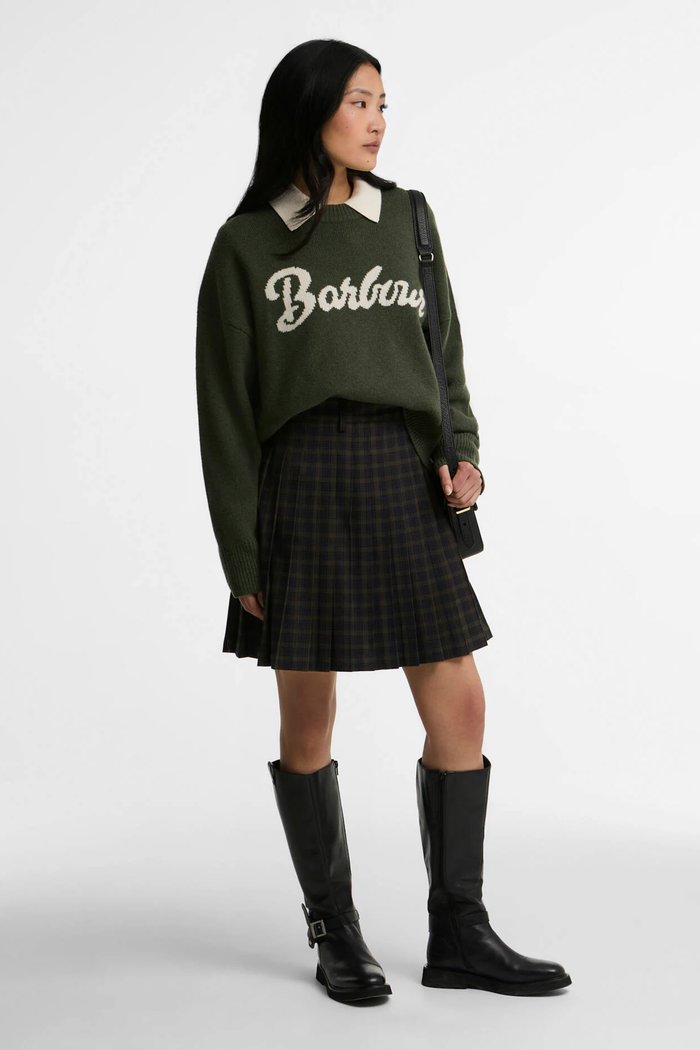 Barbour Ivybridge Knitted Jumper Olive LKN1792 on model Shop Barbour at Dotique