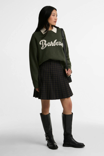 Barbour Ivybridge Knitted Jumper Olive LKN1792 on model Shop Barbour at Dotique