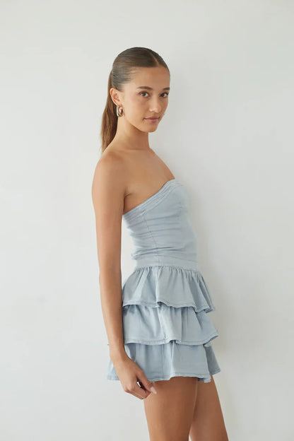 Venus Strapless Ruffle Mini Dress