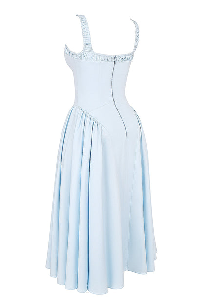 italian azure cotton midi sundress