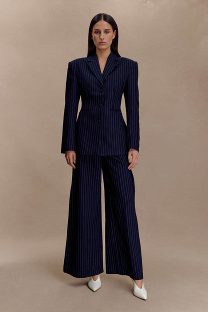 Bellamy Cinched Blazer - Navy Pinstripe