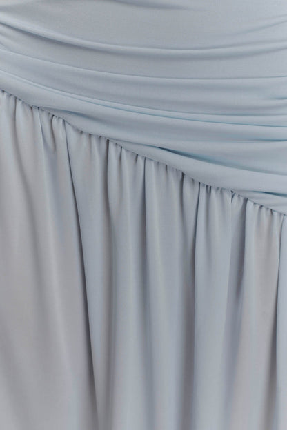 Bex Strapless Slinky Maxi Dress With Split - Pale Blue