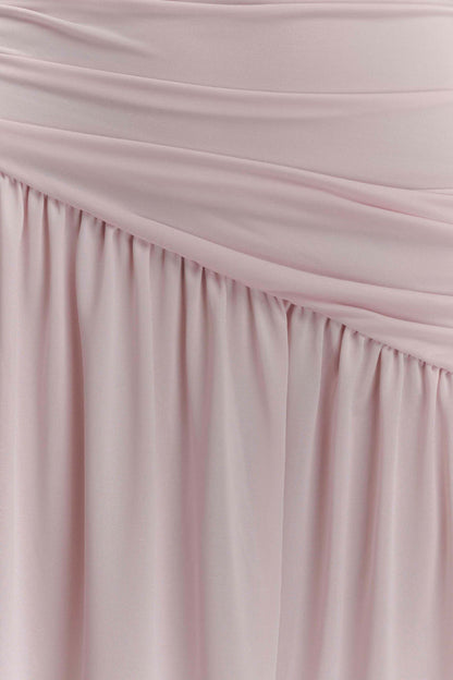 Bex Strapless Slinky Maxi Dress With Split - Pale Pink