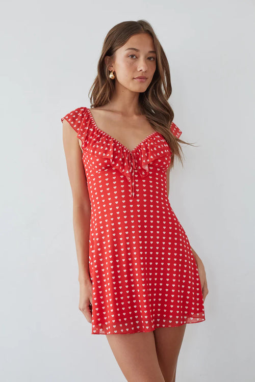 Enid Ruffle Heart Mini Dress