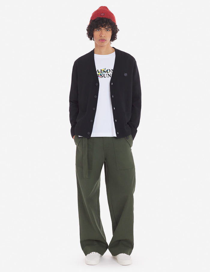 Bold Fox Head Patch Regular Cardigan Black