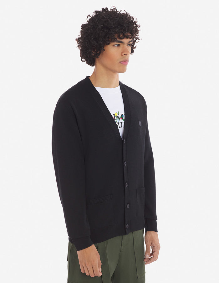 Bold Fox Head Patch Regular Cardigan Black