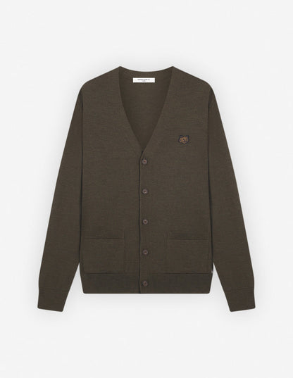Bold Fox Head Patch Regular Cardigan Khaki