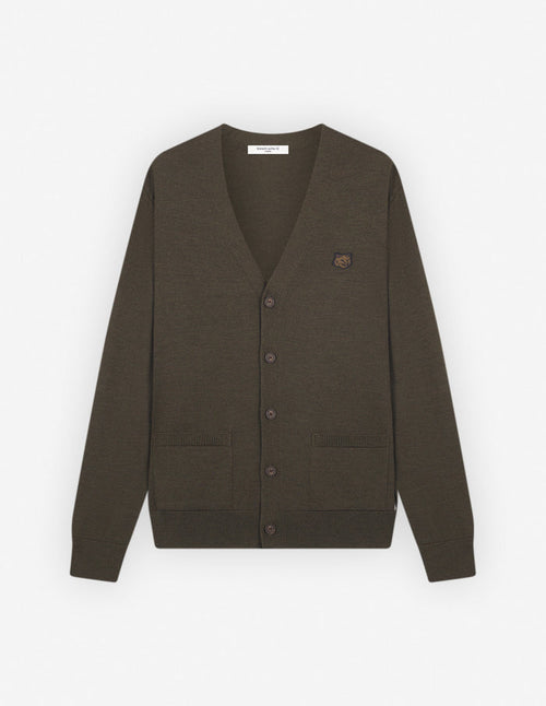 Bold Fox Head Patch Regular Cardigan Khaki