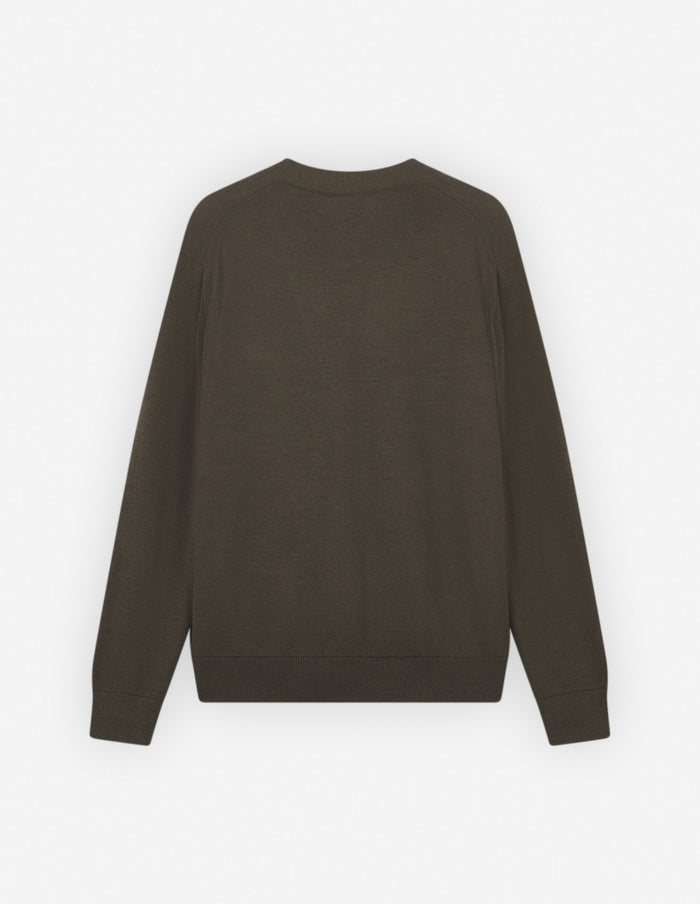 Bold Fox Head Patch Regular Cardigan Khaki