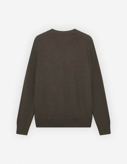 Bold Fox Head Patch Regular Cardigan Khaki