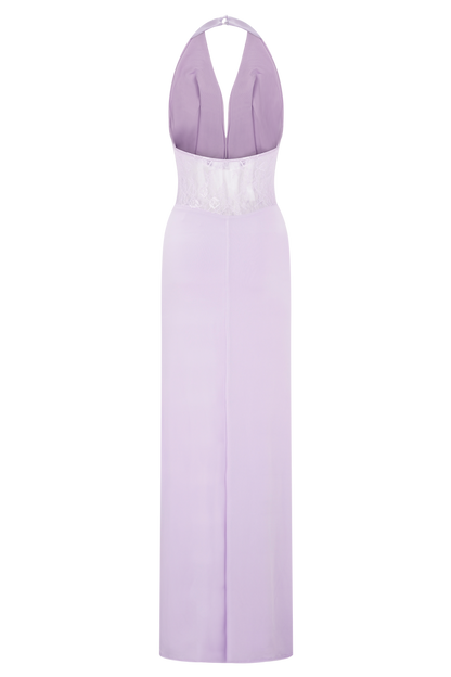 Bonnie Slinky And Lace Maxi Dress - Lilac
