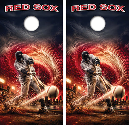 Boston Red Sox Baseball Inspired Cornhole Design