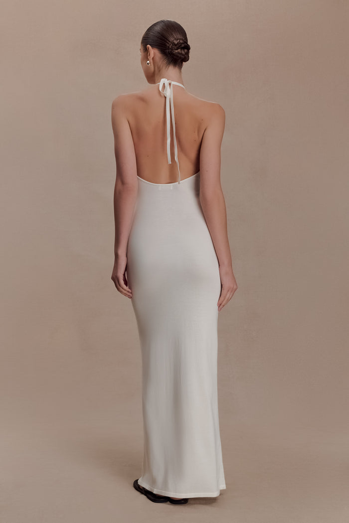 Brock Knit Halter Maxi Dress - White
