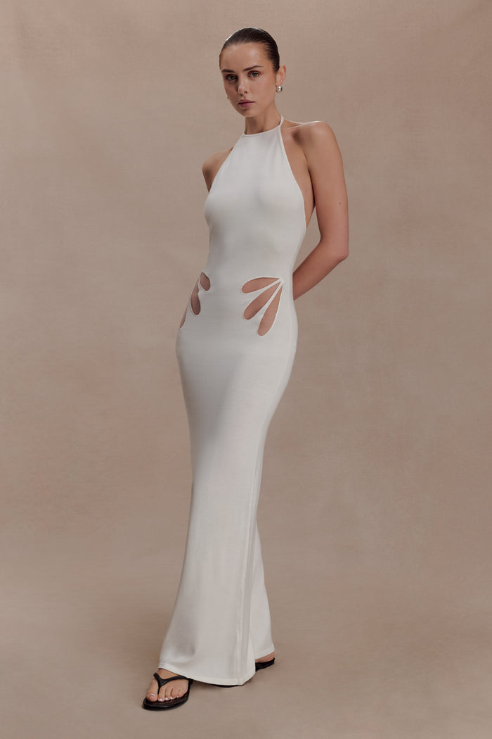 Brock Knit Halter Maxi Dress - White
