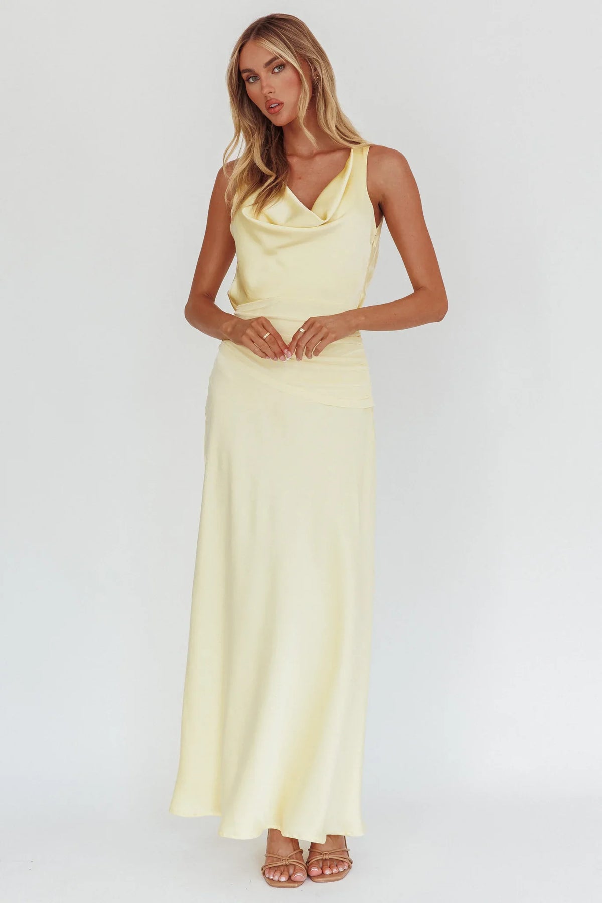 Isabella Open Cowl Back Maxi Dress Butter