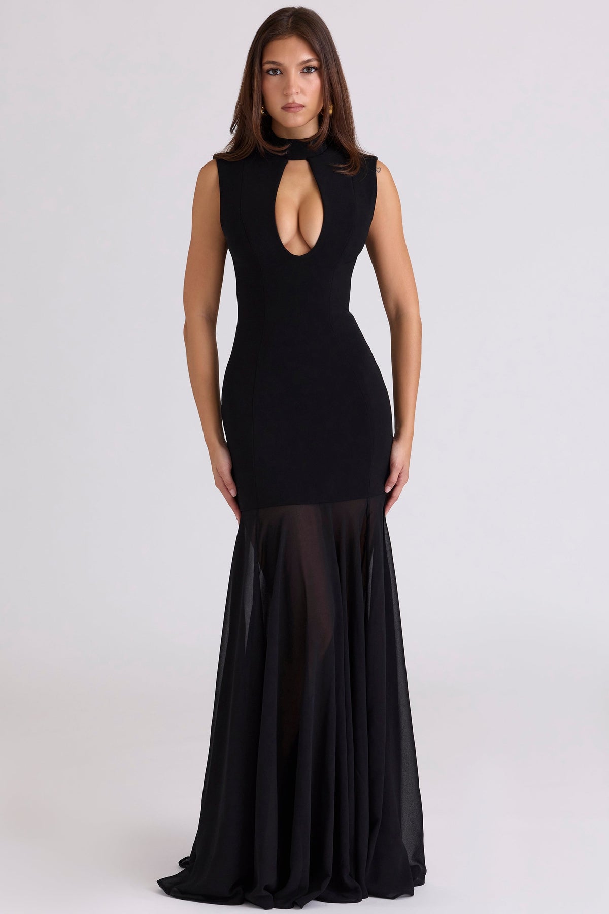 black keyhole maxi dress