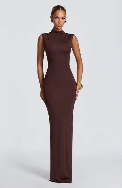 Soline Maxi Dress - Plum Brown