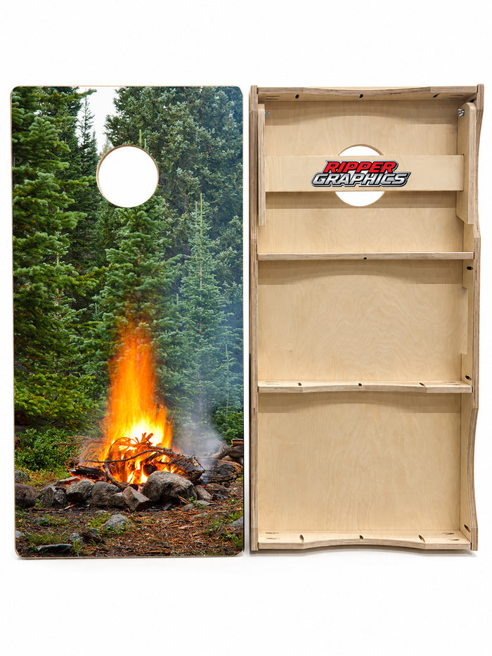 Camping Bonfire Cornhole Design