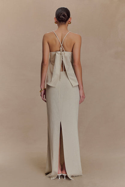 Casey Linen Corded Embroidered Linen Top - Natural