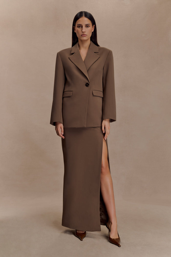 Cassie Column Maxi Skirt - Cacao Brown