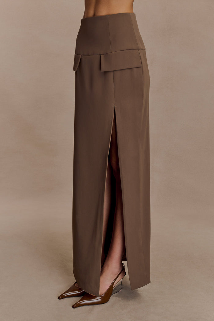 Cassie Column Maxi Skirt - Cacao Brown