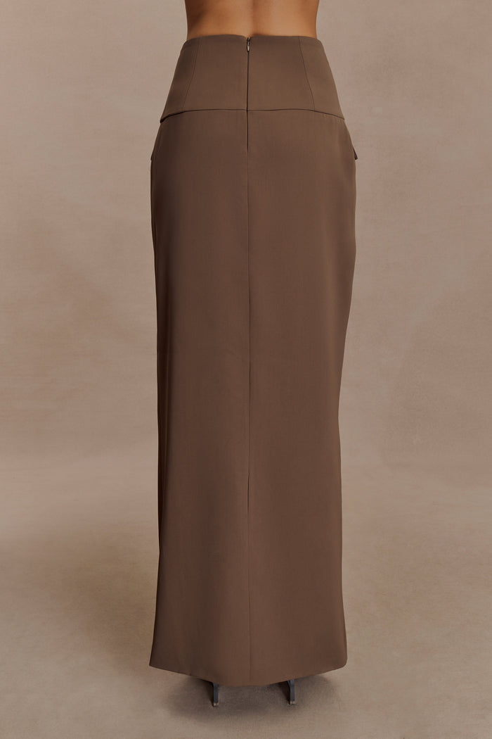 Cassie Column Maxi Skirt - Cacao Brown