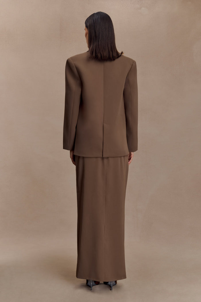 Cassie Column Maxi Skirt - Cacao Brown