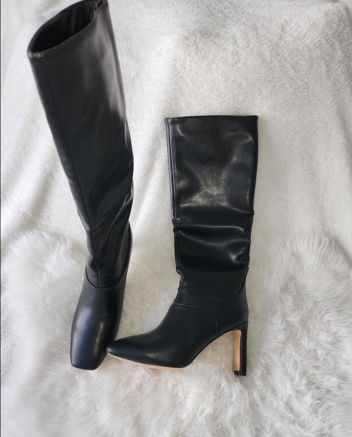 Clearance - Black Warm Knee High Boots
