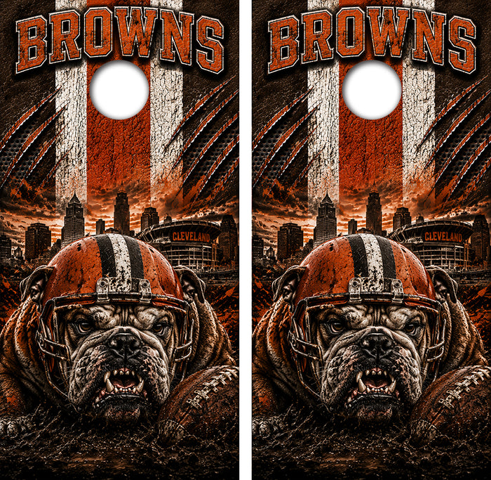 Cleveland Browns Football Cornhole Design