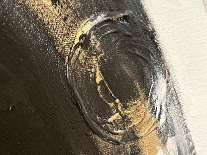 Contemporary Brush Stroke  in Black,Gold, & White Wall Decor